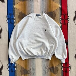 Vintage 90s Men’s Polo Ralph Lauren Gray Crewneck Sweatshirt Large Made In USA